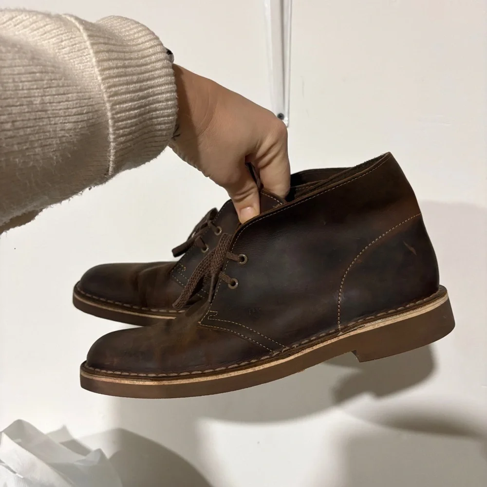 Clarks Bushacre 2 Mens 8.5 Brown Leather Chukka Desert Boots Casual Brown Lace